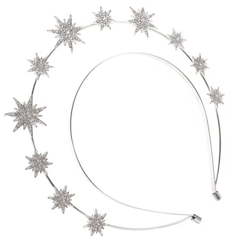 Star Headpiece Rhinestone Crown Pulm Headpiece Sünnipäeva puhul Juuksed Ornament Naistele - Pilt 2  