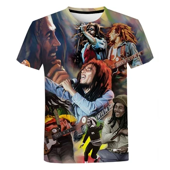 Bob Marley Reggae Stiilis Ülepaisutatud T-särk Meestele, Naistele, Hip-Hop Mood Vabaaja Lühikesed Varrukad Unisex Harajuku Streetwear Lahe T-Särk - Pilt 1  