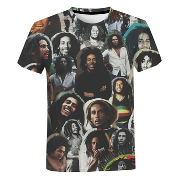 Bob Marley Reggae Stiilis Ülepaisutatud T-särk Meestele, Naistele, Hip-Hop Mood Vabaaja Lühikesed Varrukad Unisex Harajuku Streetwear Lahe T-Särk - Pilt 2  