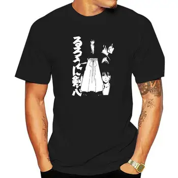 Rurouni Kenshin Anime, T-Särgid, Meeste Vintage 100% Puuvill, Tees Meeskonna Kaela Lühikese Varrukaga T-Särgid Uued Riided Saabumist - Pilt 1  