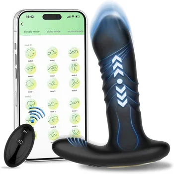 App/Remote Control Silikoon Anal Vibraator Vajutame Eesnäärme Stimulaator Massager Anal Butt Plug Dildos Täiskasvanud Sugu Mänguasjad Meestele - Pilt 1  