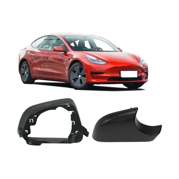Auto Vasak ja Parem Pool Ukse Peegli Alumine Kaas Raam Must Tesla Model 3 2017-2021 - Pilt 1  