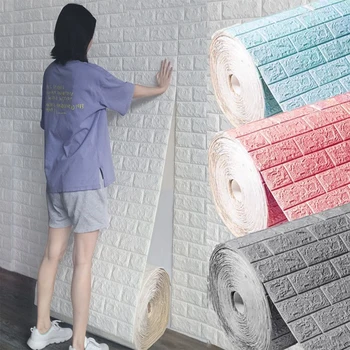 3D Telliskivi Muster Seina Kleebis isekleepuvad Paneel, Veekindel elutoas Tapeet Kodu Kaunistamiseks - Pilt 1  