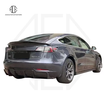 Näiteks Tesla Model 3 Päris Carbon Fiber Front Lip Tagumine Difuusor ja spoiler Body kit - Pilt 2  