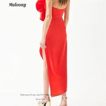 Muloong Seksikas Punane Olkaimeton Naistel Õhtukleidid Pahkluu Pikkus Kõrge Split Ruffels Asümmeetriline Ametlik Üritus Kleit Uus 2023 - Pilt 2  