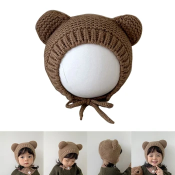 Stiilne Baby Bear Kõrvaklapp Pehme Müts Koo Beanie Imiku Väikelastel Sügis Talv - Pilt 2  