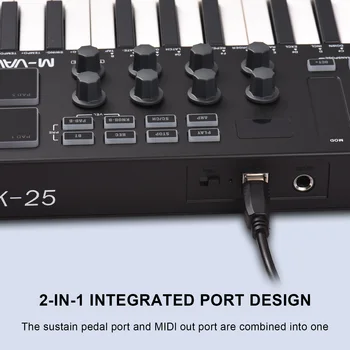 M-VAVE 25-Sisestage MIDI Controller Klaviatuur Mini Portable USB-Muusika Korraldaja Klaviatuur 8 RGB Taustavalgustusega Pad Korraldajalt Loomine tarvikud - Pilt 2  