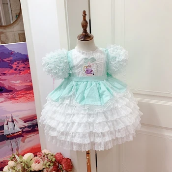 Hispaania Baby Puuvillane Mood Magus vitange rabitt Printsess Kleit Tüdrukute Flower Girl Kleidid Pulmad Eid Kleit - Pilt 1  