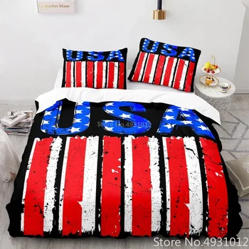 Värvikas Ameerika Lipu Voodipesu Komplekt USA Lipu Voodi Komplekti kodutekstiili Triip tekikott Komplekt Kaasaegse Bedclothes Padjapüür Twin Suurus - Pilt 1  