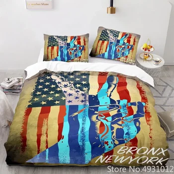 Värvikas Ameerika Lipu Voodipesu Komplekt USA Lipu Voodi Komplekti kodutekstiili Triip tekikott Komplekt Kaasaegse Bedclothes Padjapüür Twin Suurus - Pilt 2  