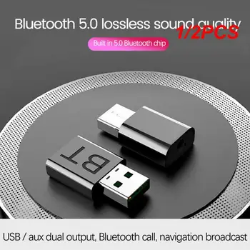 1/2TK Bluetooth-5.0 Saatja-Vastuvõtja 5.0 + EDR Edastada/Saada Kaks-ühes-5.0 Bluetooth Adapter USB ja 3,5 mm AUX-Adapter Auto - Pilt 1  