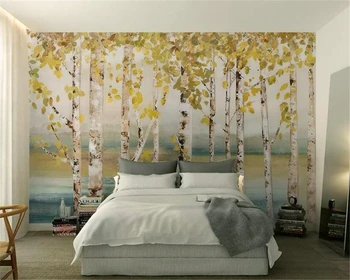 Beibehang Kohandatud taustpildi valge kask metsa maali TV taust seina-elutuba, magamistuba taust murals 3D tapeet - Pilt 1  