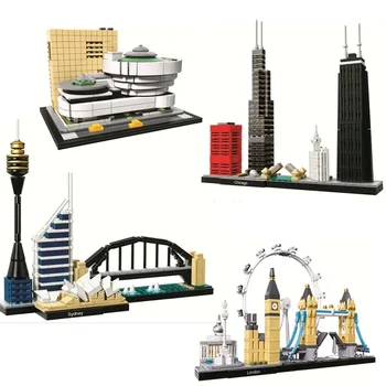 10678 Arhitektuur Hoone Set Londoni 21034 Big Ben, Tower Bridge Mudel Ehitusplokk Tellised Ühilduv Mänguasjad Lepinlys - Pilt 1  