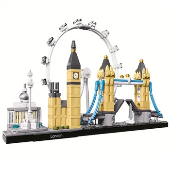 10678 Arhitektuur Hoone Set Londoni 21034 Big Ben, Tower Bridge Mudel Ehitusplokk Tellised Ühilduv Mänguasjad Lepinlys - Pilt 2  
