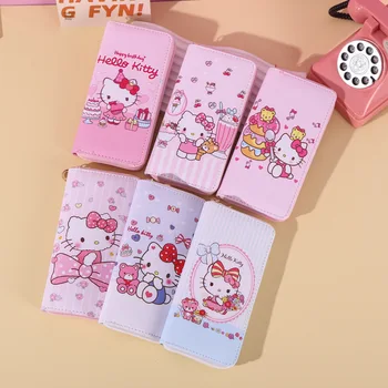 Sanrio Hello Kitty Kawaii Rahakott Rahakotid Naistele Multi-layer Suure Mahutavusega Õpilased Tüdrukute Anime Armas Kitty PU Rahakott Kingitused - Pilt 2  