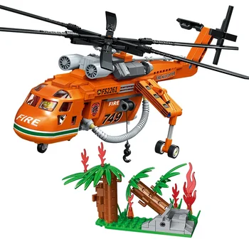 2023 Uus 596PCS Linna Hoonete Plokid Tuletõrje Helikopter Plokk Seab Tulekahju Fighter Mänguasjad Tellised Mudel Mänguasjad Täiskasvanud Lapsed Kingitusi - Pilt 1  