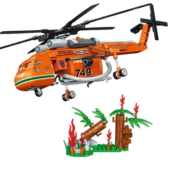 2023 Uus 596PCS Linna Hoonete Plokid Tuletõrje Helikopter Plokk Seab Tulekahju Fighter Mänguasjad Tellised Mudel Mänguasjad Täiskasvanud Lapsed Kingitusi - Pilt 2  