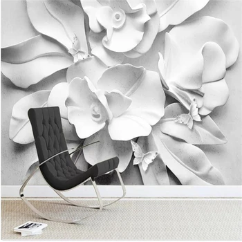 wellyu de papel viilutatud Kohandatud taustpildi Kaasaegne minimalistlik atmosfäär 3D reljeef-õie TV diivan taust seina papel parede - Pilt 1  