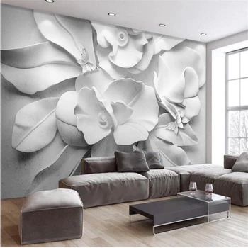 wellyu de papel viilutatud Kohandatud taustpildi Kaasaegne minimalistlik atmosfäär 3D reljeef-õie TV diivan taust seina papel parede - Pilt 2  