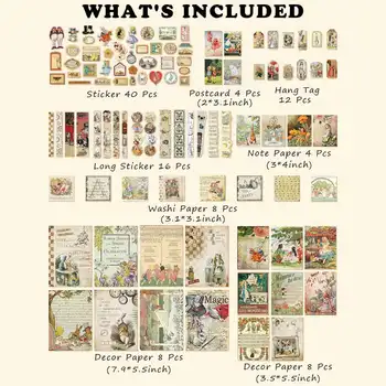 100 Tk Vintage Külalisteraamatusse Asjade Pack Junk Teataja Kunsti Prügikasti Ajakirja Ephemera Planeerija Kleebis,Alice in Wonderland - Pilt 2  