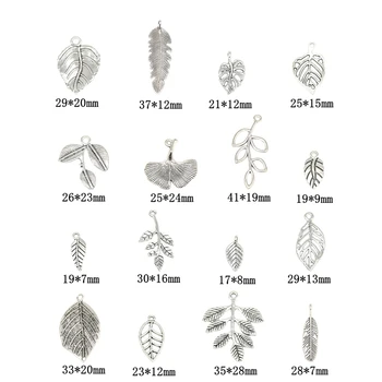 16pcs Segatud Antique Silver Tree Leaf Taime Võlusid Sulam, Metall, Filigraan Jätab Ripatsid DIY Käevõru, Kaelakee, Ehted Tegemine - Pilt 2  