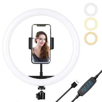 26/33cm LED Rõngast Kerge Video Selfie Desktop LED Lamp Statiivi Seista Telefoni Omanik Live Stream Meik YouTube ' i Fotograafia Studio - Pilt 2  