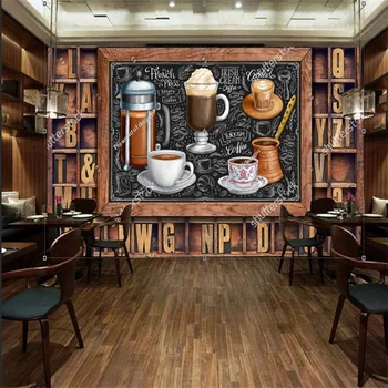 Kohv Teema Mustal Taustal Seinamaaling 3D kohvikus Vabaaja Kohvik Snack Bar Isekleepuv Tapeet Tööstus Teenetemärgi - Pilt 2  