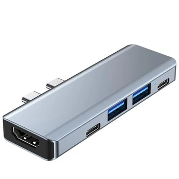 USB-Tüüp C-Hub -Ühilduv MST 4K USB-C-HUB Docking Station, Sobib Pro Air Apple Arvuti Adapter - Pilt 1  