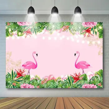 Flamingo Taustaks Troopiliste Õie Suvel Rannas Sünnipäeva Teenetemärgi Roosa Flamingle Sõnad Kohandada Tausta - Pilt 1  