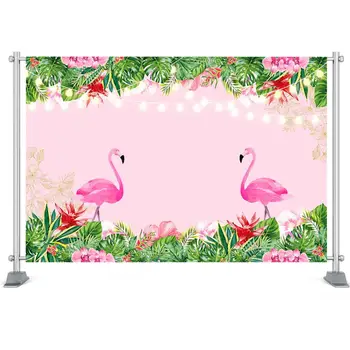 Flamingo Taustaks Troopiliste Õie Suvel Rannas Sünnipäeva Teenetemärgi Roosa Flamingle Sõnad Kohandada Tausta - Pilt 2  