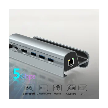Auru Teki Dock Station TV Alus Seista Rummu Omanik Docking USB-C-RJ45 Ethernet HDMI-Ühilduvate USB3.0 Tüüp-C-Laadija - Pilt 1  