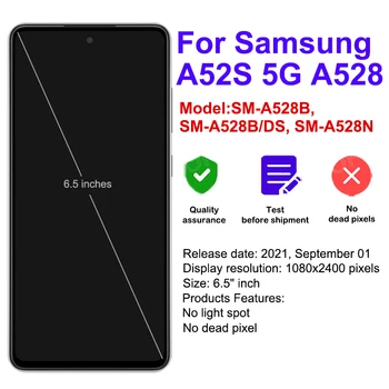 A52S LCD-Ekraaniga Samsung Galaxy A52S 5G Ekraan Puutetundlik SM-A528B A528N Digitizer Assamblee Asendamine Raami Remont - Pilt 2  