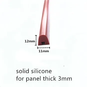 Tahke silikoonkummist U Ribad 3mm Paks Klaas Metall Puit Paneeli Serva Encloser Kilp 11x12mm 1m Punane - Pilt 1  