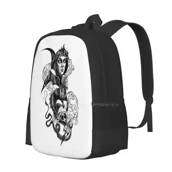 Pegasus Hot Müük Seljakott Fashion Bags Mäda Fantom Pegasus Must Ja Valge Tint Graafika Disain Õudne Kolju Goth Tüdruk Doom - Pilt 2  