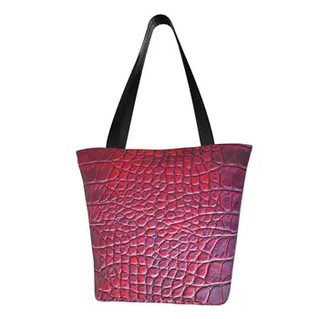 Red Crocodile Skin Shopper Kott Loomade Tekstuur Õlakott Naiste Reisi-Riie Kott Esteetiline Kohandatud Käekotid - Pilt 1  