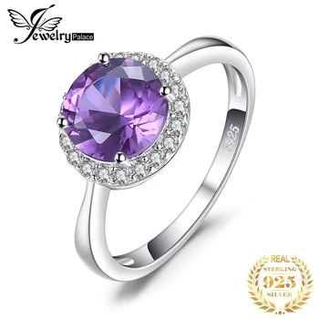 JewelryPalace Ring 2.8 ct Loodud Aleksandriit Sapphire 925 Sterling Hõbe Halo Ring Naiste Mood Gemstone Engagement Kingitus - Pilt 1  