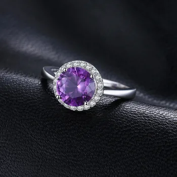 JewelryPalace Ring 2.8 ct Loodud Aleksandriit Sapphire 925 Sterling Hõbe Halo Ring Naiste Mood Gemstone Engagement Kingitus - Pilt 2  