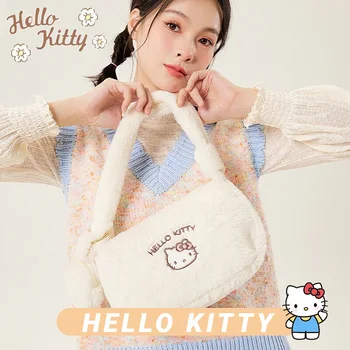 Hello Kitty Lihtne Disain Naiste Pehme Palus Hobos Õlakott Talvel Karvane Daamid Sidur Kotis Käekott Armas Naine Kaenla All Kott - Pilt 1  