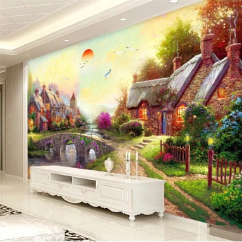 beibehang Kohandatud taustpildi 3d murals de papel parede Thomas stiilis Euroopa õlimaal maastiku seinamaaling TV taust seina-paber - Pilt 2  