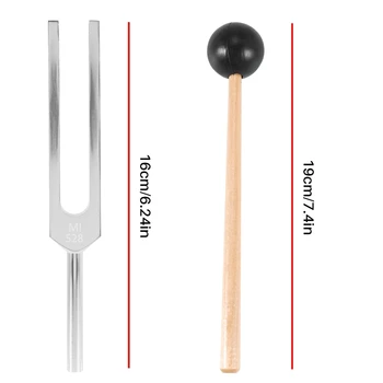 Alumiinium + Puit Tuning Fork Tšakra Haamer Ball Diagnostika 528HZ Koos Vasara Set Närvisüsteemi Testimine Tuning Fork Tervis - Pilt 2  