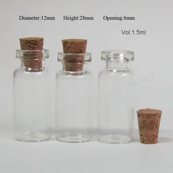20pcs/palju 1,5 ml 1.5 cc Mini läbipaistvast Klaasist viaalid puidust kork Tühi, kes Soovib pudel koos korgiga kommentaari/Kohal 122806 - Pilt 2  