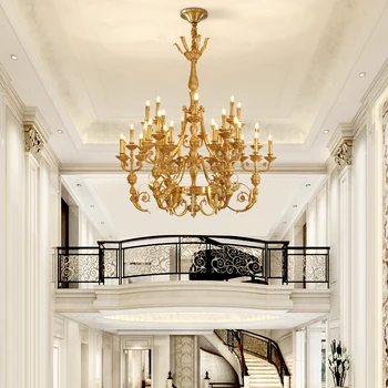 DINGFAN Euroopa Stiilis Luksus Villa Hotelli Fuajees Lühter, prantsuse Kõrge Kvaliteediga Täis Vask Küünal Lühter - Pilt 2  