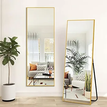 Põrandast laeni peegel 60x20 täispikk wall mount, alumiinium raam edevus peegel koos alusega, kuld - Pilt 2  