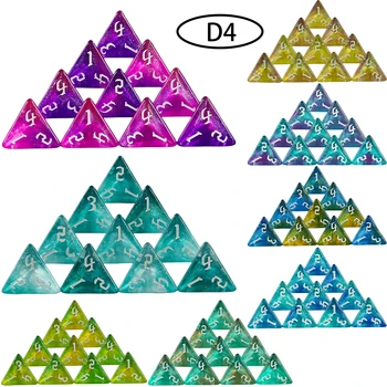 4-sided Glitter Polyhedral Dice Komplekt 10tk Topelt Värvi D4 Mäng, Dice D&D Dices RPG ja Muud lauamängud - Pilt 1  
