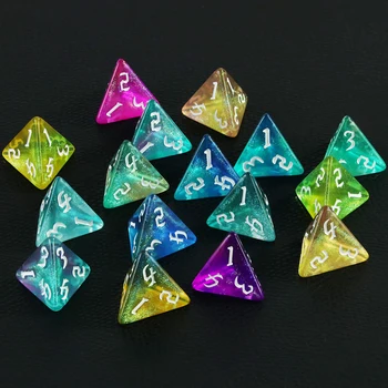 4-sided Glitter Polyhedral Dice Komplekt 10tk Topelt Värvi D4 Mäng, Dice D&D Dices RPG ja Muud lauamängud - Pilt 2  