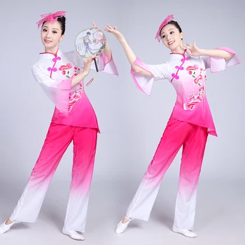 hanfu naiste Klassikalise tantsu kostüüm tulemuslikkuse Square dance fänn tants voolab kaasaegse tantsu kostüüm Yangko kleit täiskasvanud emane - Pilt 1  