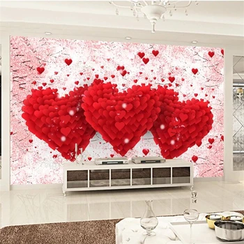 beibehang Kohandatud suure seina maalikunstnik romantiline armastus stereoskoopiline ilus armastus pidulik TV taust seina - Pilt 2  