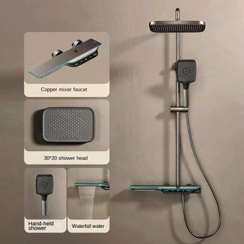 LED Digitaalne näidik Termostaadiga Hall Valge Vannituba, Dušš Komplekt Smart Dušš Süsteemi Täieliku Komplekti Vann Vihma sajab Kraan - Pilt 1  