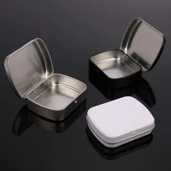 Kergmetall-Tühi Mini Tin Box Valgeplekk Hingedega Candy Pill Juhtudel Korraldaja Flip Top Konteinerite Ladustamise Kasti 4.5*6cm - Pilt 1  