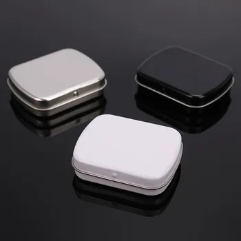 Kergmetall-Tühi Mini Tin Box Valgeplekk Hingedega Candy Pill Juhtudel Korraldaja Flip Top Konteinerite Ladustamise Kasti 4.5*6cm - Pilt 2  